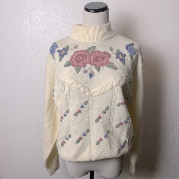 Alfred Dunner Knit Embroidered Sweater 